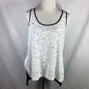 Derek Lam IOC Athleta White Black Geometric Print Racer Back Tank Top Medium